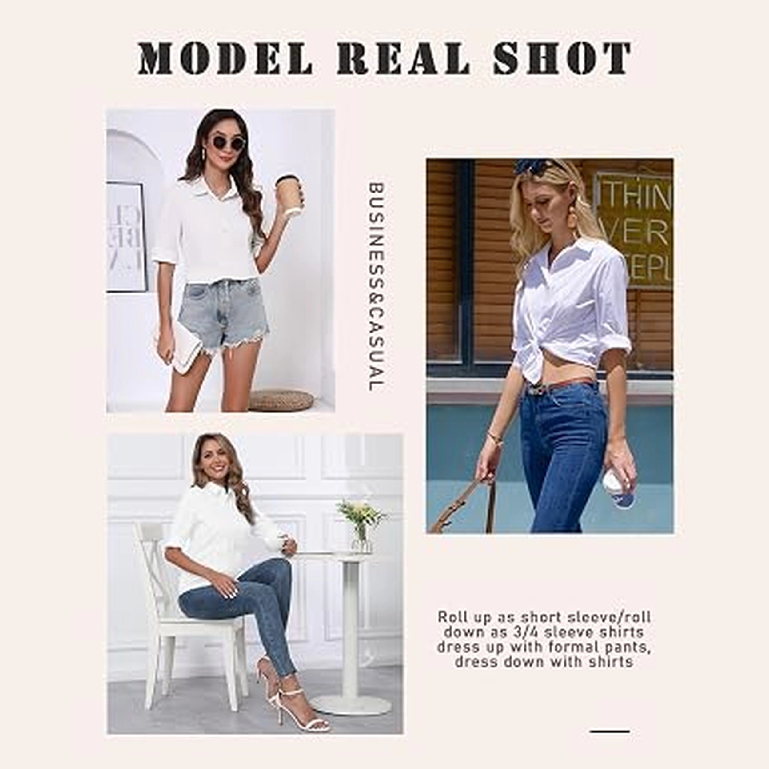 Zeagoo Button Up Shirt Women  Collared Shirts Fitted Buttoned Down Blouse Fitted Tops