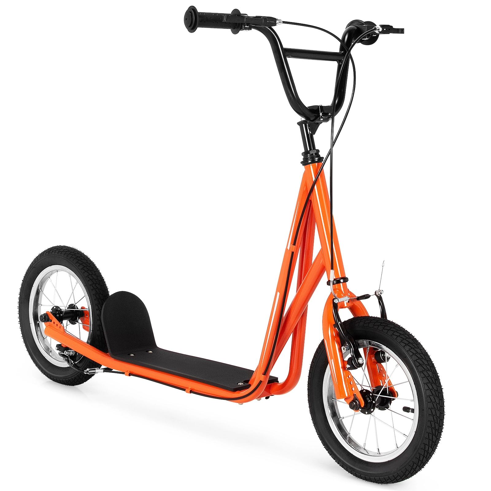 SUGIFT Height Adjustable Kid Kick Scooter with 12-in Air Filled Wheels 165-lb Capacity Ages 8+ Orange