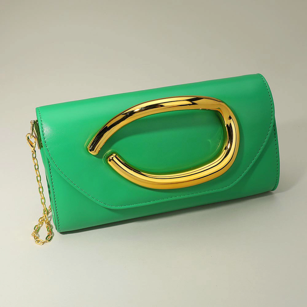 Fashnzfab Bold Hardware Accent Faux Leather Evening Clutch Bag Crossbody Bag