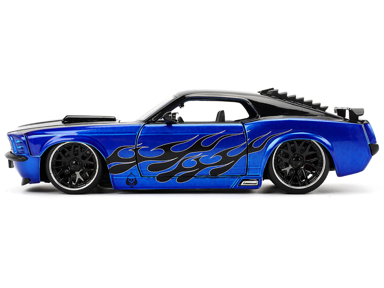 Jada 1970 Ford Mustang Boss 429 Black and Blue Metallic with Flames "Bigtime Muscle" Series 1/24 Diecast Model