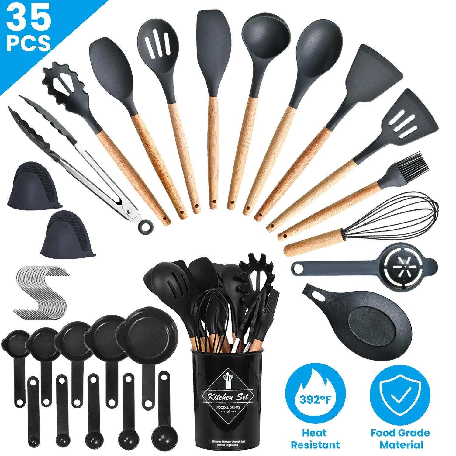 GBruno 35-Piece Silicone Kitchen Utensil Set With Holder