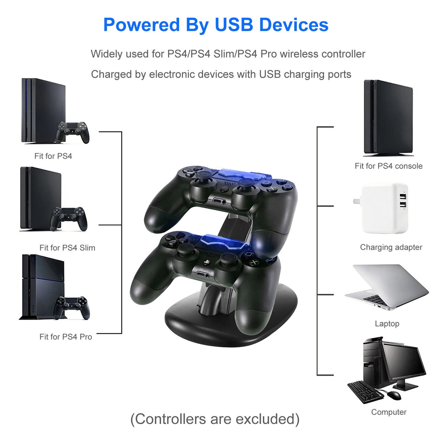 GBruno Dual Controller Charging Dock For PS4