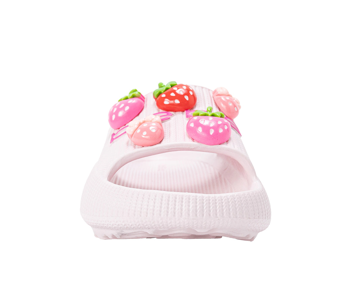 bebe Girl's EVA Slide - Lightweight Comfy Sandals with Strawberry Charms