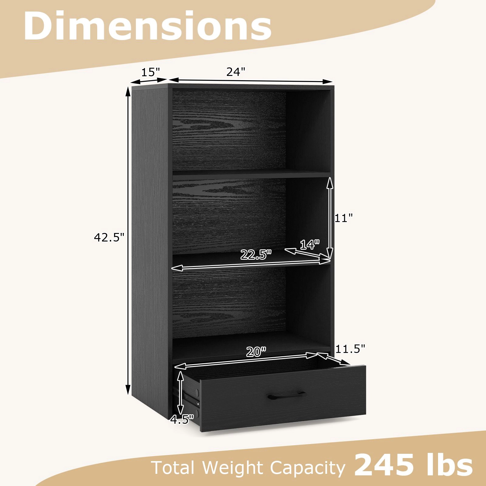 SlickBlue Freestanding Bookshelf with Drawer and Open Storage