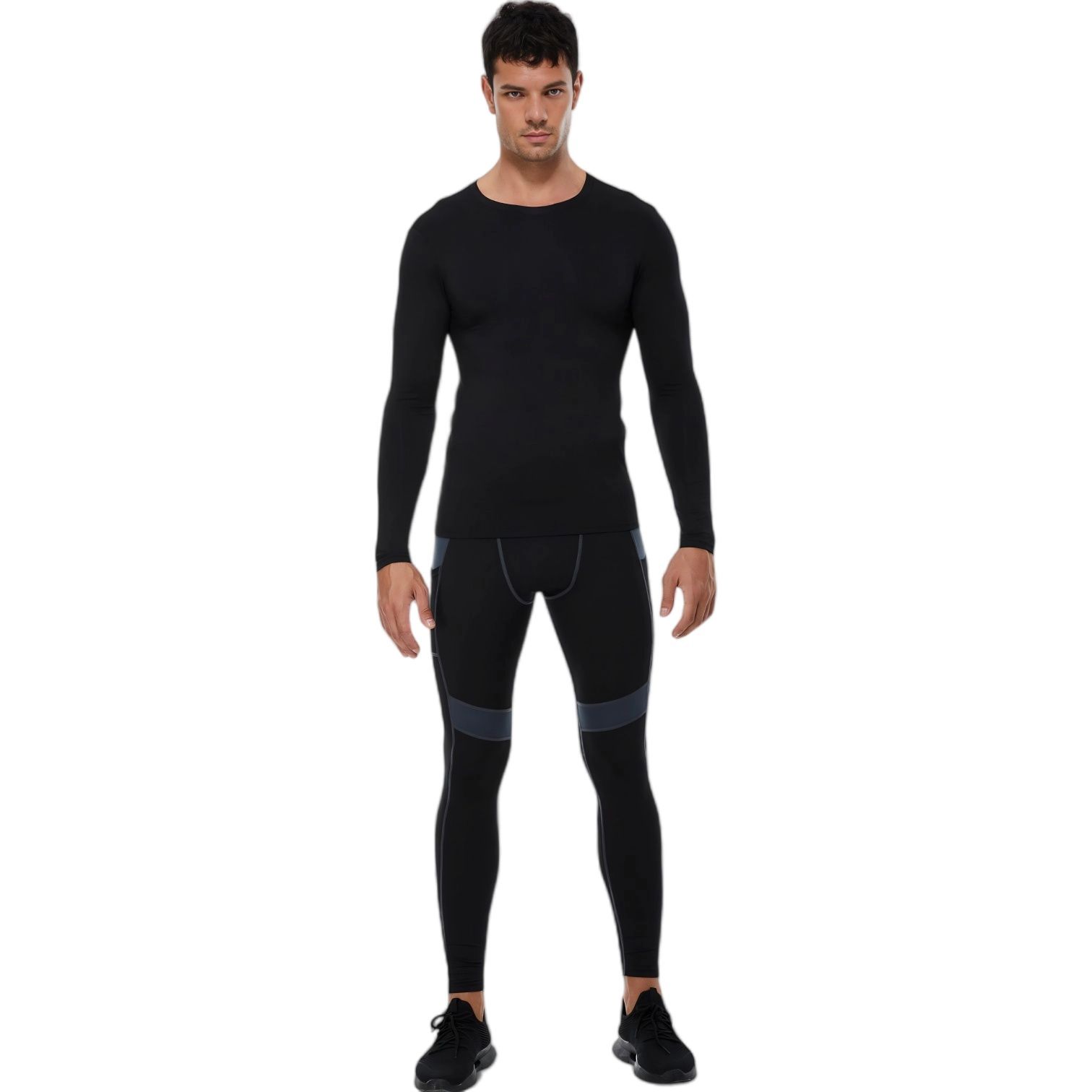Anna-Kaci Men's Long Sleeve Compression Shirt with Crew Neck and Stretch Performance Fit