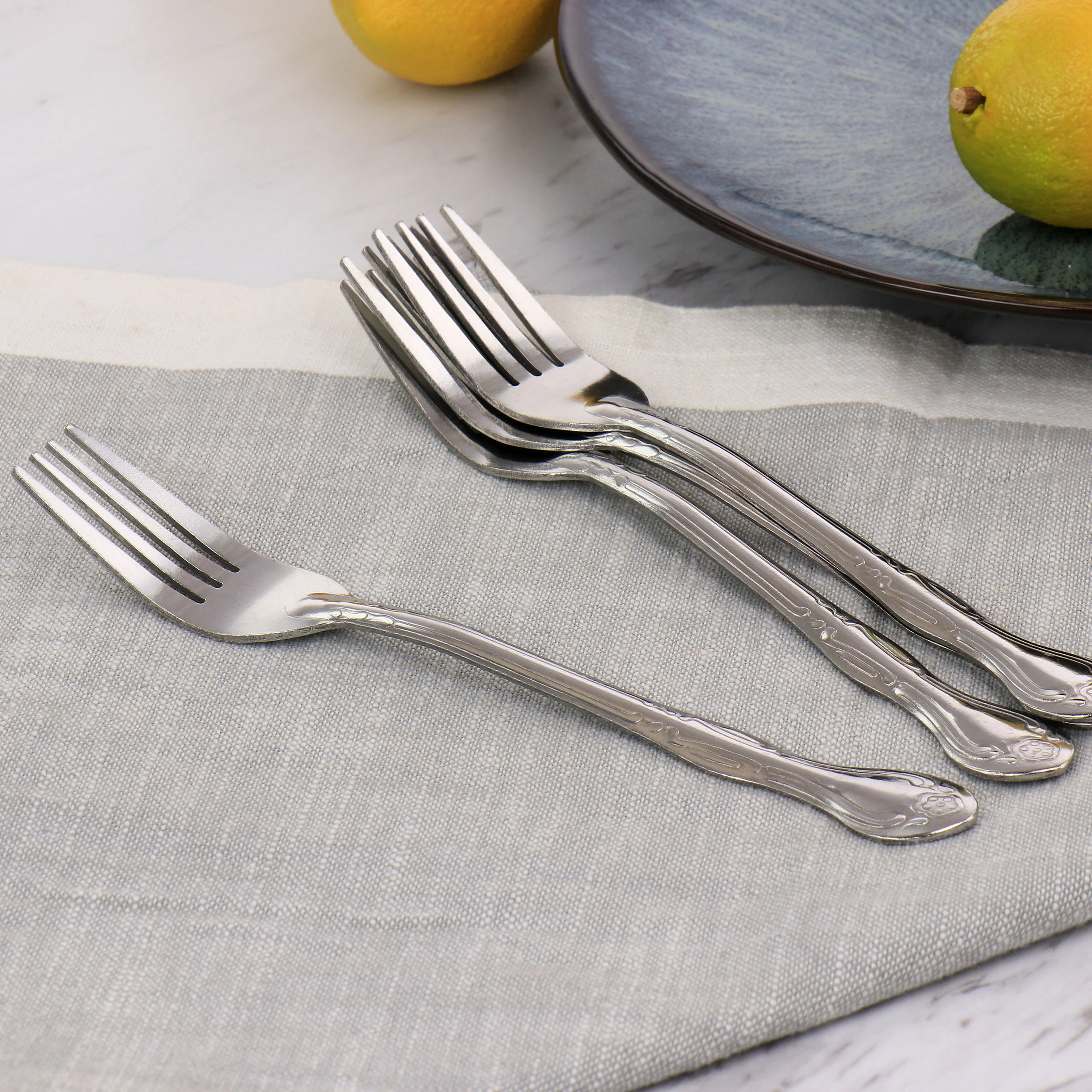Gibson Home Abbie 4 Piece Stainless Steel Dinner Fork Set