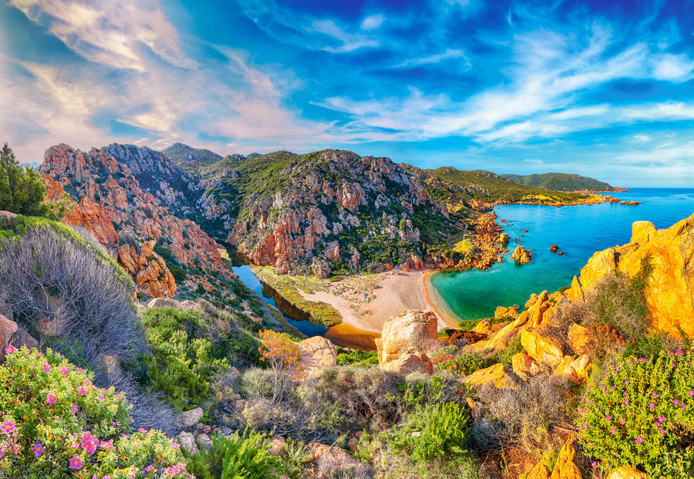 CASTORLAND 1500 Piece Jigsaw Puzzles, Costa Paradiso, Sardinia, Mediterranean, Italy, Pristine sand, C-152254-2