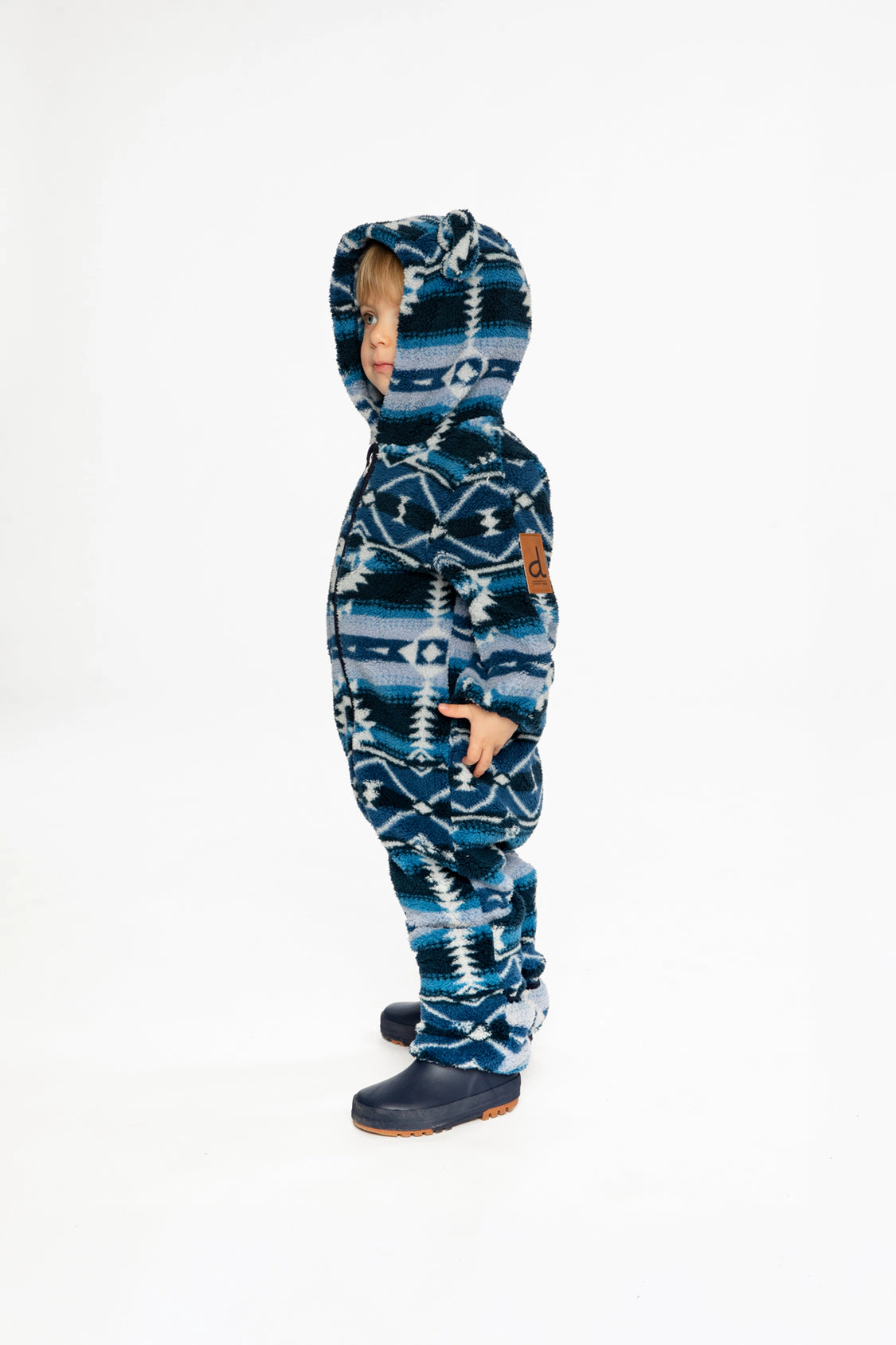 Deux par Deux Boys Animal Ear Hooded Mid-Season Plush One-Piece Outerwear