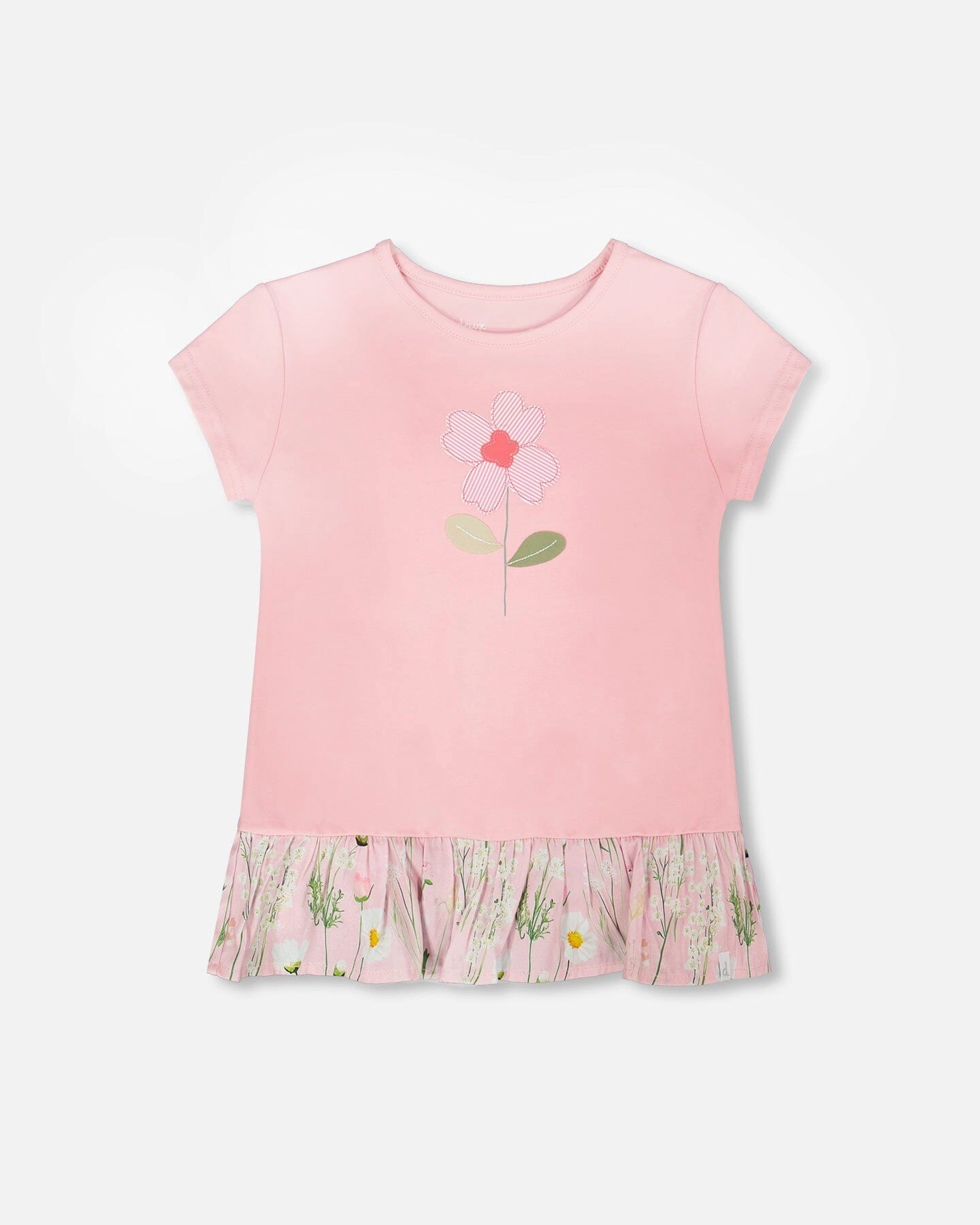 Deux par Deux Girls Organic Cotton Bi-Material Tunic with Ruffle