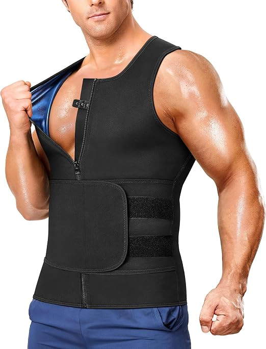 Nebility Mens Sauna Suit Waist Trainer Compression Shirt