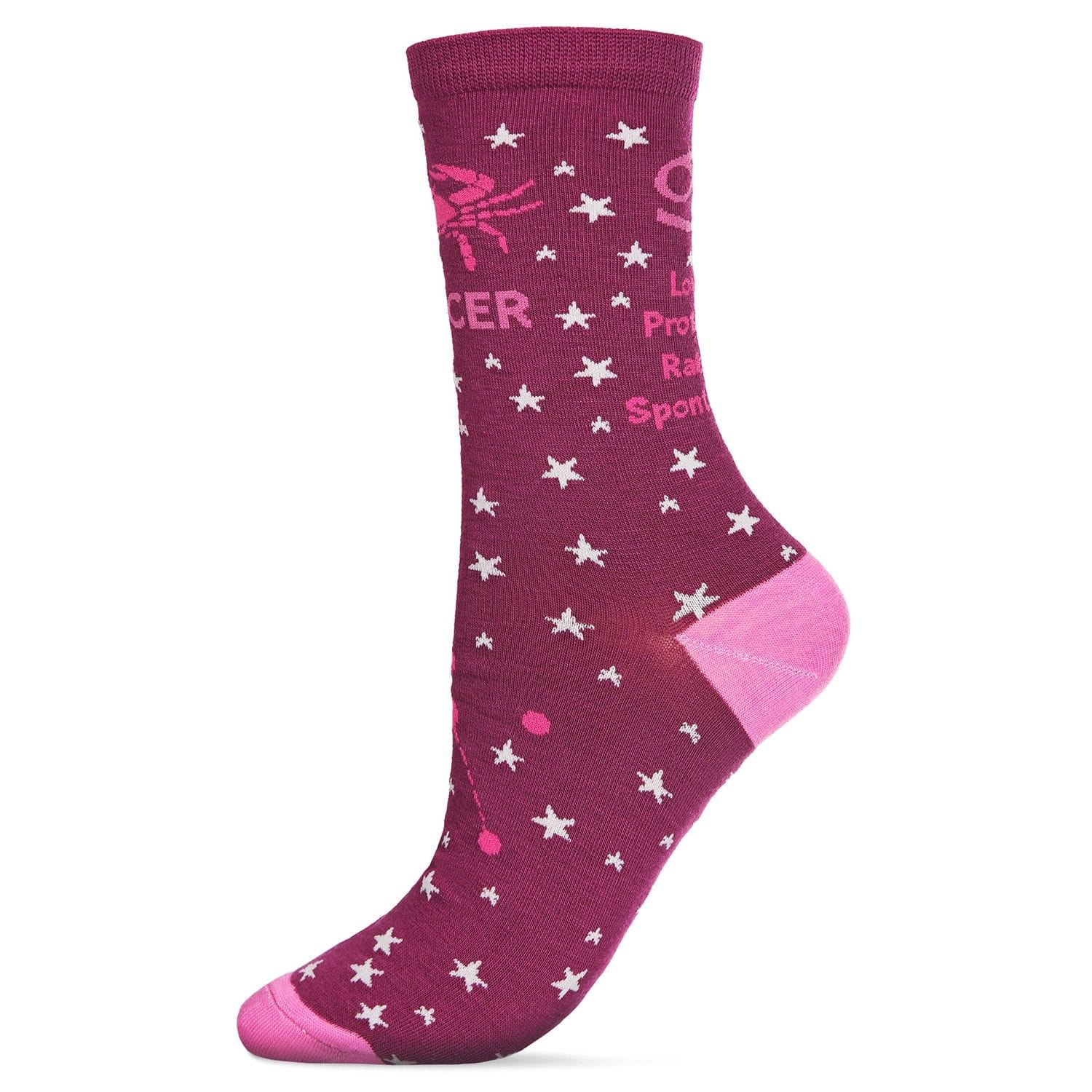 MeMoi Women's Cancer Zodiac Sign Crew Socks