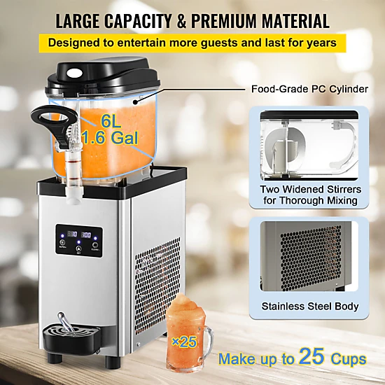 HONGGE Slushie Machine, Commercial Slushy Maker, Frozen Drink Maker with Self-Cleaning