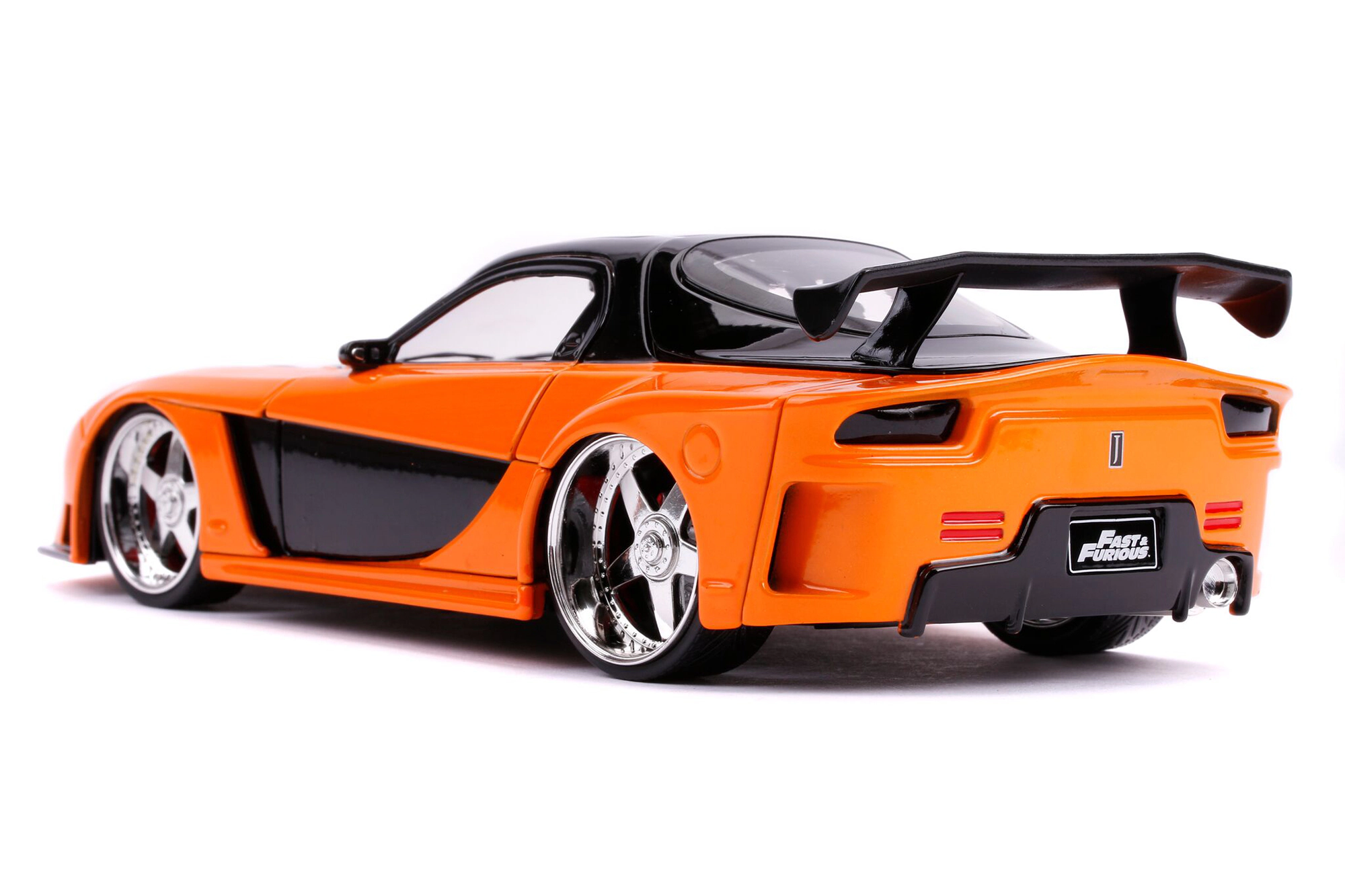Jada Han's Mazda RX-7 RHD (Right Hand Drive) Orange and Black "Fast & Furious" Movie 1/24 Diecast Model Car by Jada