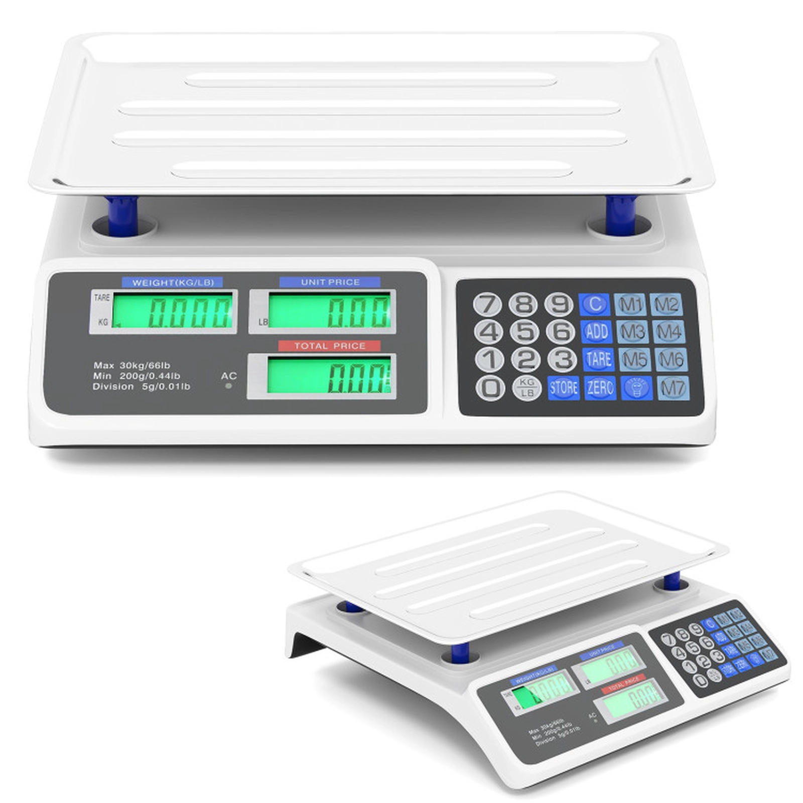 SUGIFT Silver Price Computing Food Scale with Dual Backlit Displays 13-in W 13.5-in D 5-in H 66-lb Scale Capacity