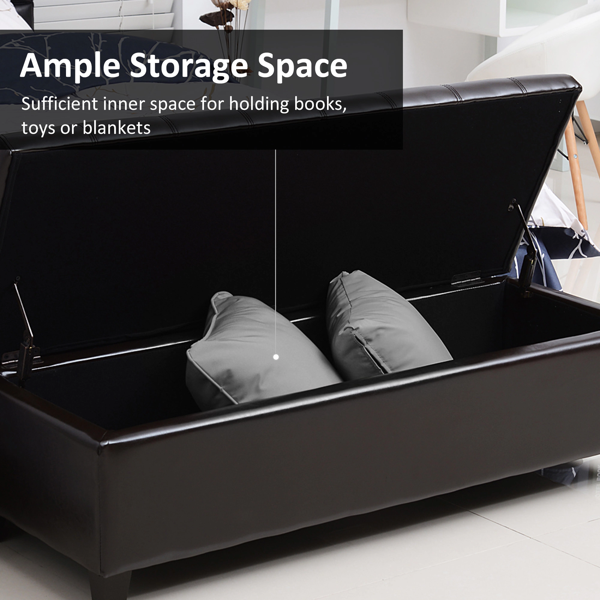 Hivvago 51" Faux Leather Storage Ottoman With Lift Top