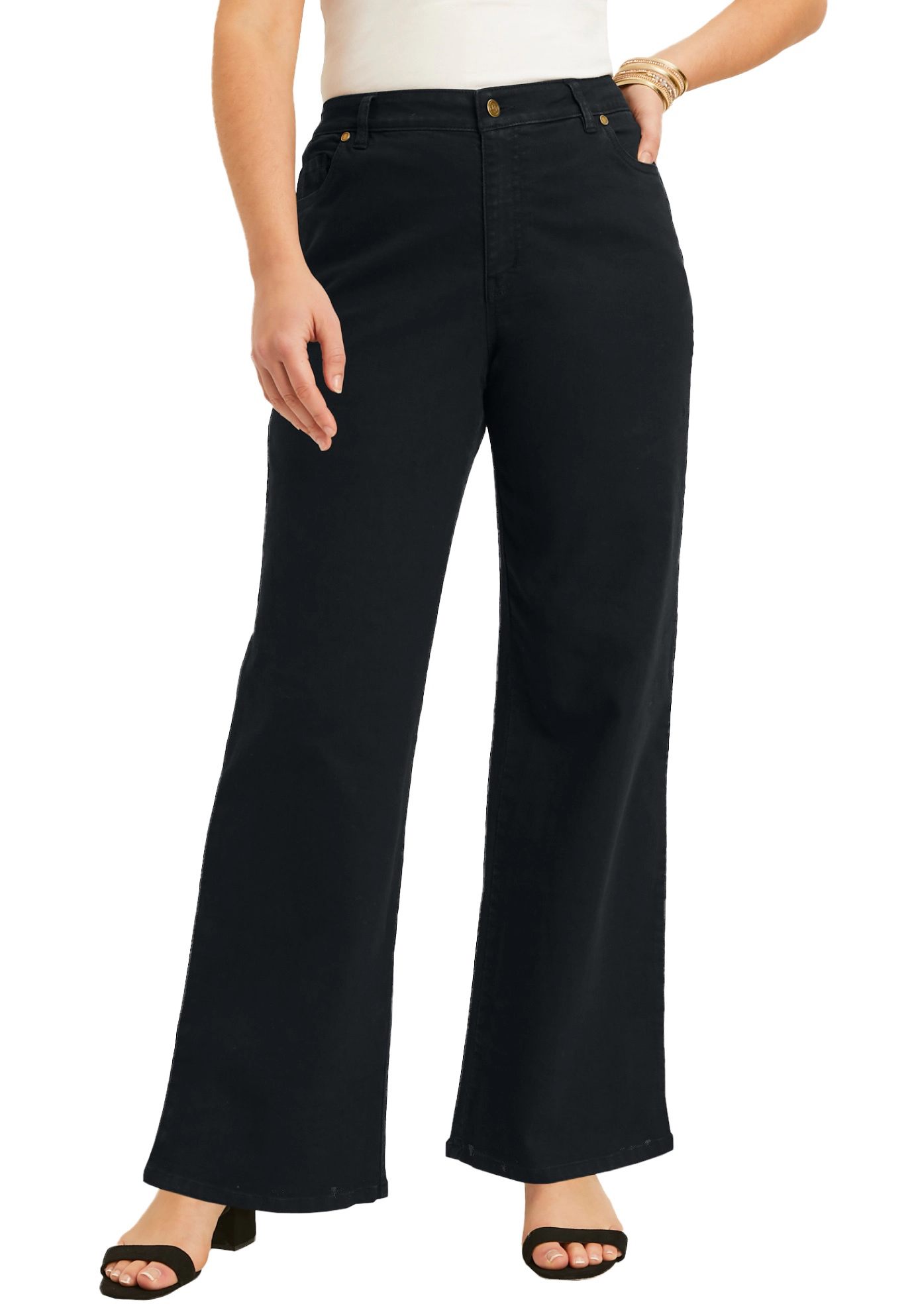 June & Vie Women's Plus Fit Wide-Leg Jeans