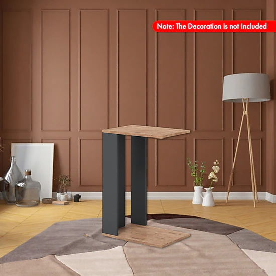 Hivvago Mobile C-Shaped End Table with 2 Tiers, Storage Shelf, and Lockable Wheels