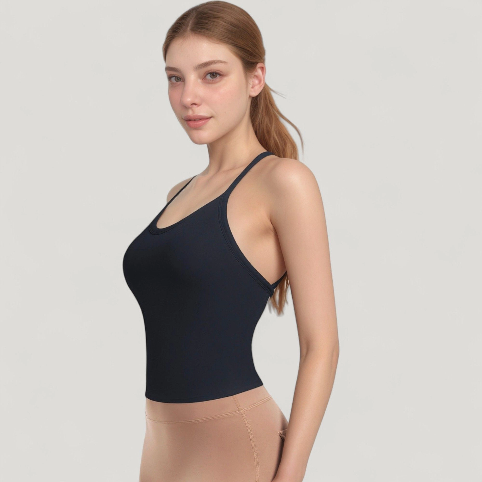 Anna-Kaci Women's Strappy Crisscross Back Athletic Tank Top with Built-In Shelf Bra