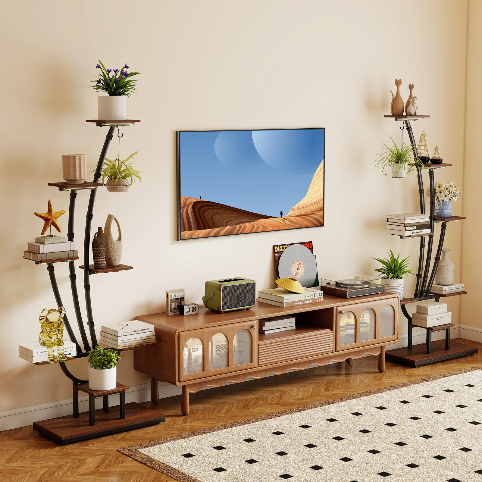 SUGIFT 8 Tier Grow Lights Set of 2 Indoor Plant Stand Tall Corner Metal Shelf