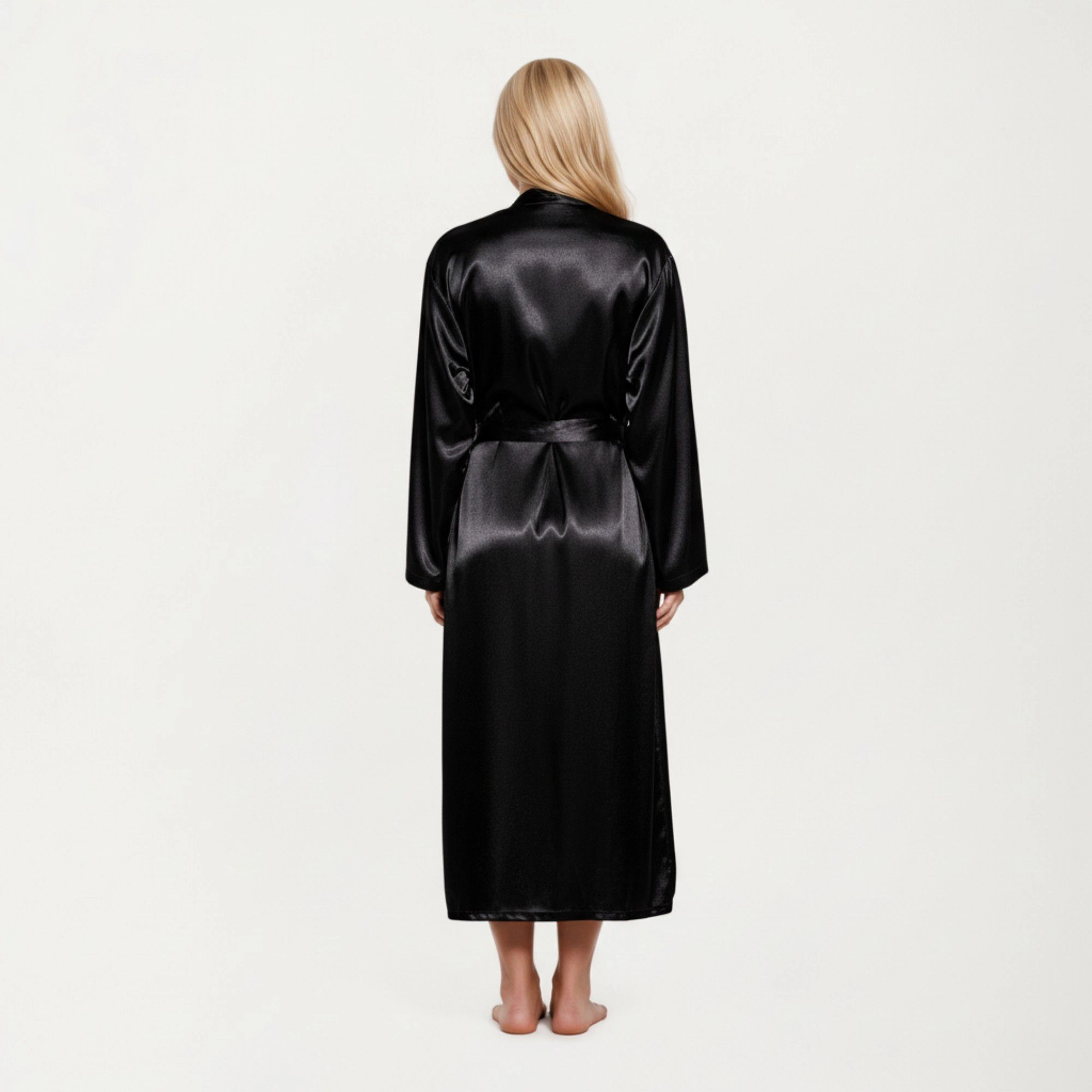 Anna-Kaci Women's Satin Slip Dress and Long Robe Set with Soft Draped Silhouette Elegant Flowing Layered Design