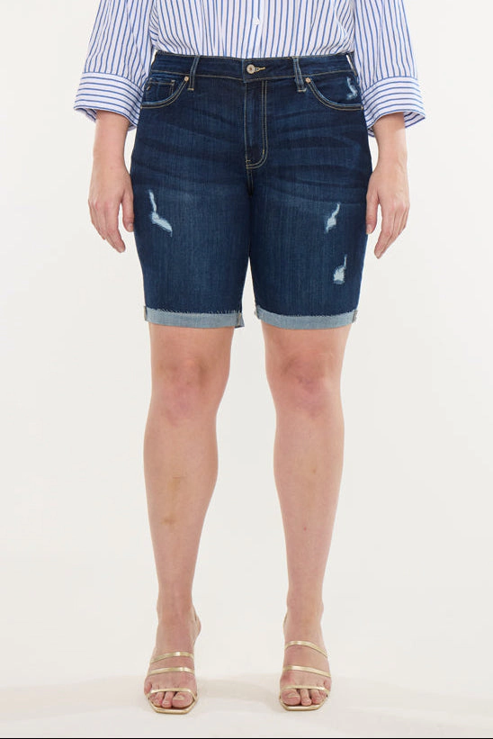 KanCan Women's Plus Mid Rise Bermuda Shorts Shelby