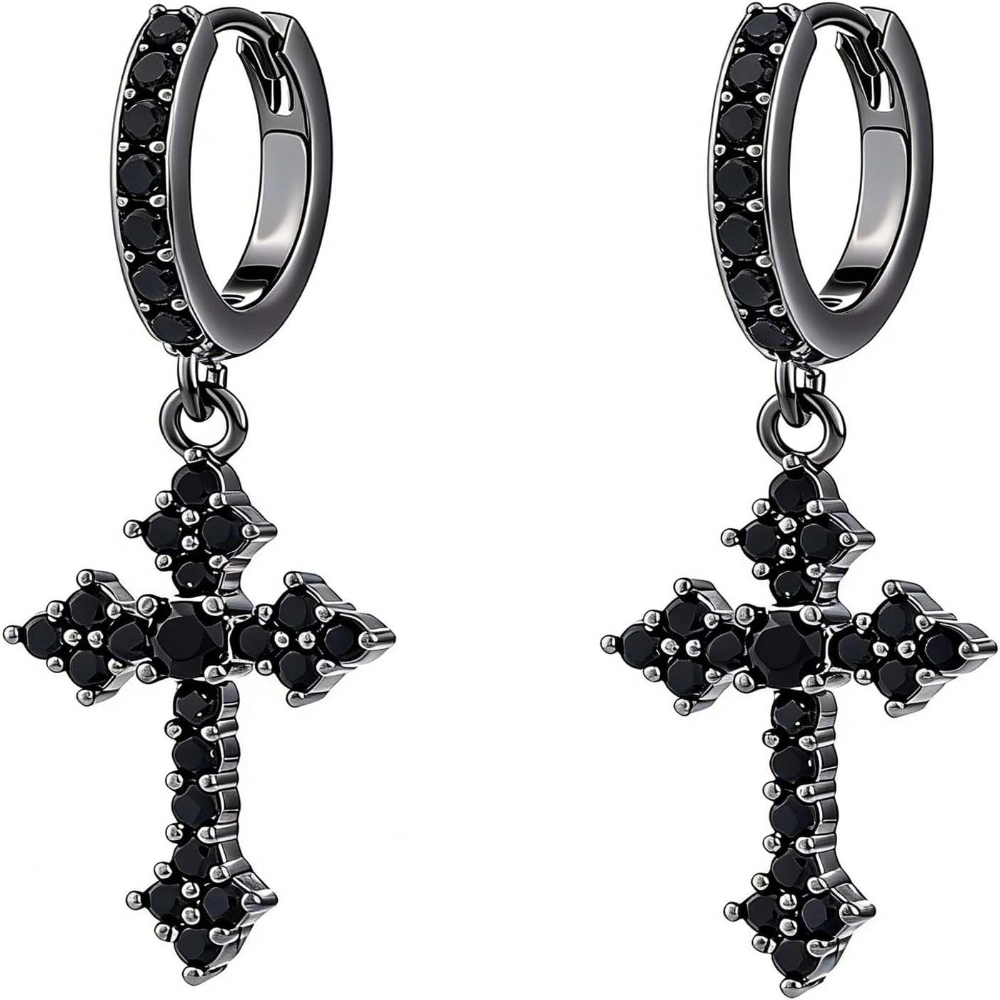 Women’s Trendy Gothic Dainty Cubic Zirconia Iced Out Criss-Cross Huggie Hoop Earring