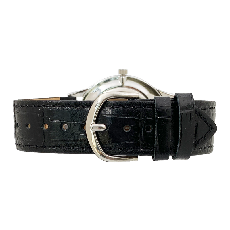 Peugeot Women's 40mm Large Face Watch with Bold Arabic Numerals and Leather Band