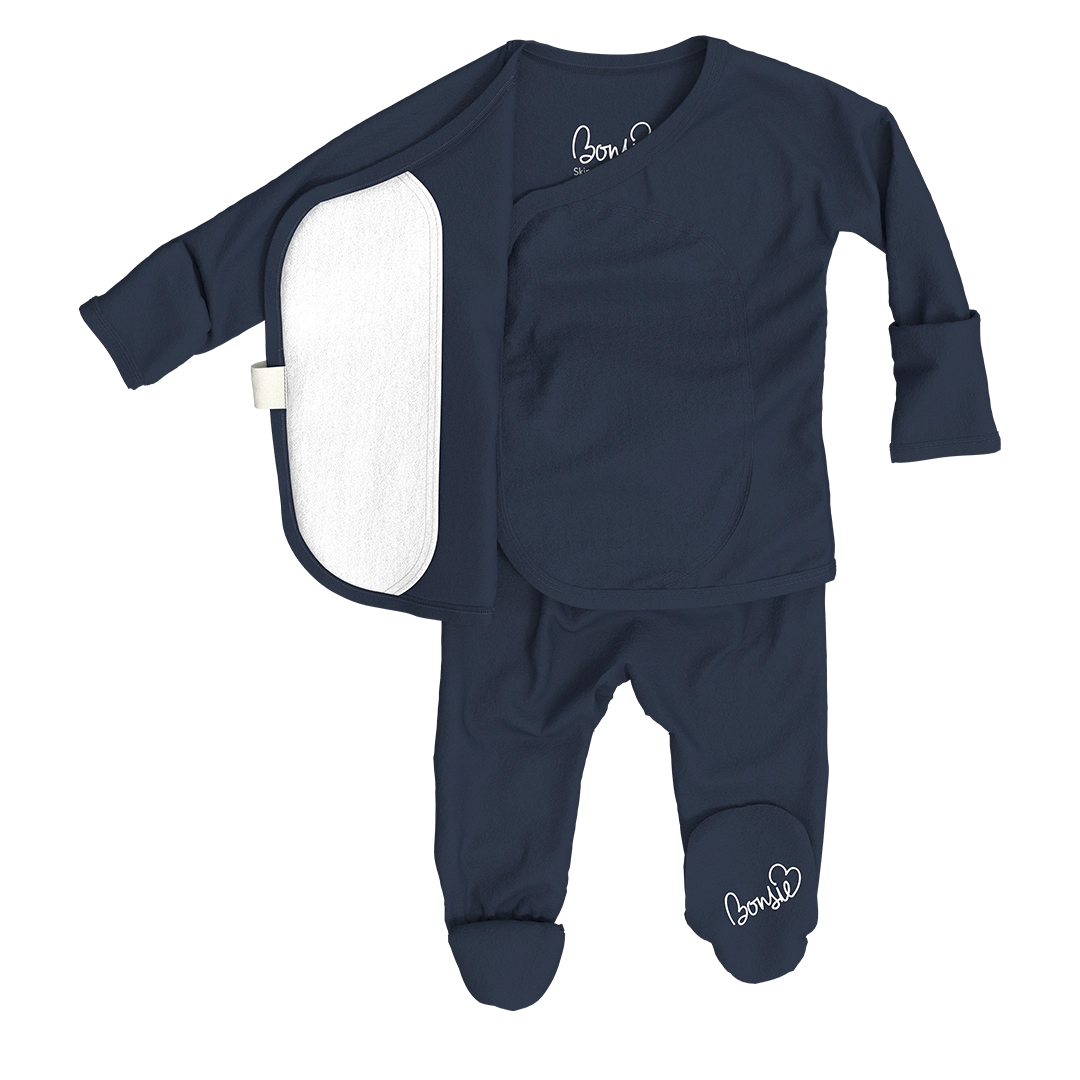 Bonsie Footie Wrap-Front Footed Onesie - Midnight Blue