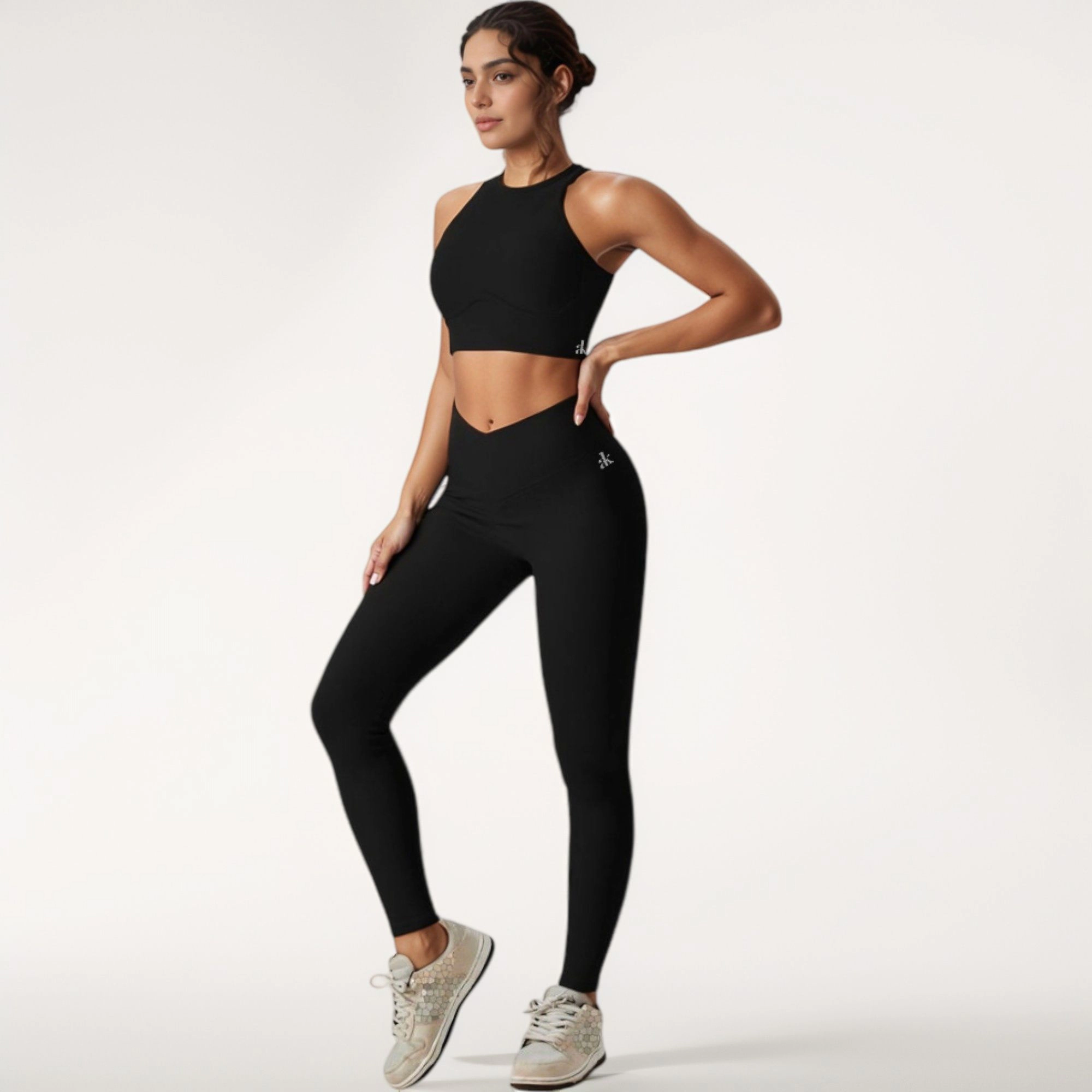 Anna-Kaci Women's High Neck Racerback Sports Crop Top with Seamless Compression Fit
