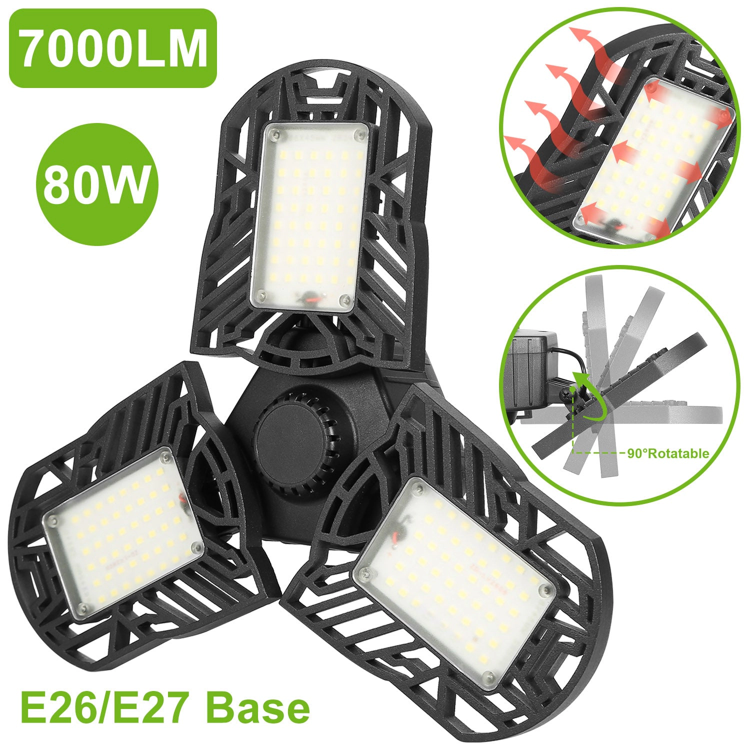 GBruno Deformable 80W LED Garage Ceiling Light