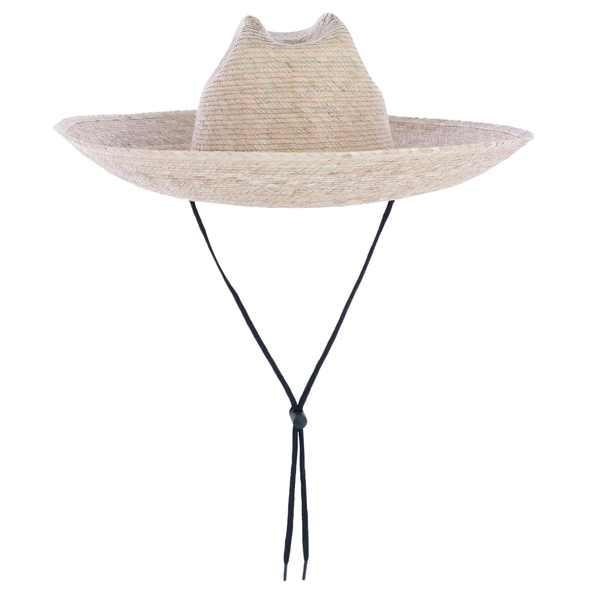 CTM Wide Brim Crushable Straw Lifeguard Hat with Chin Strap