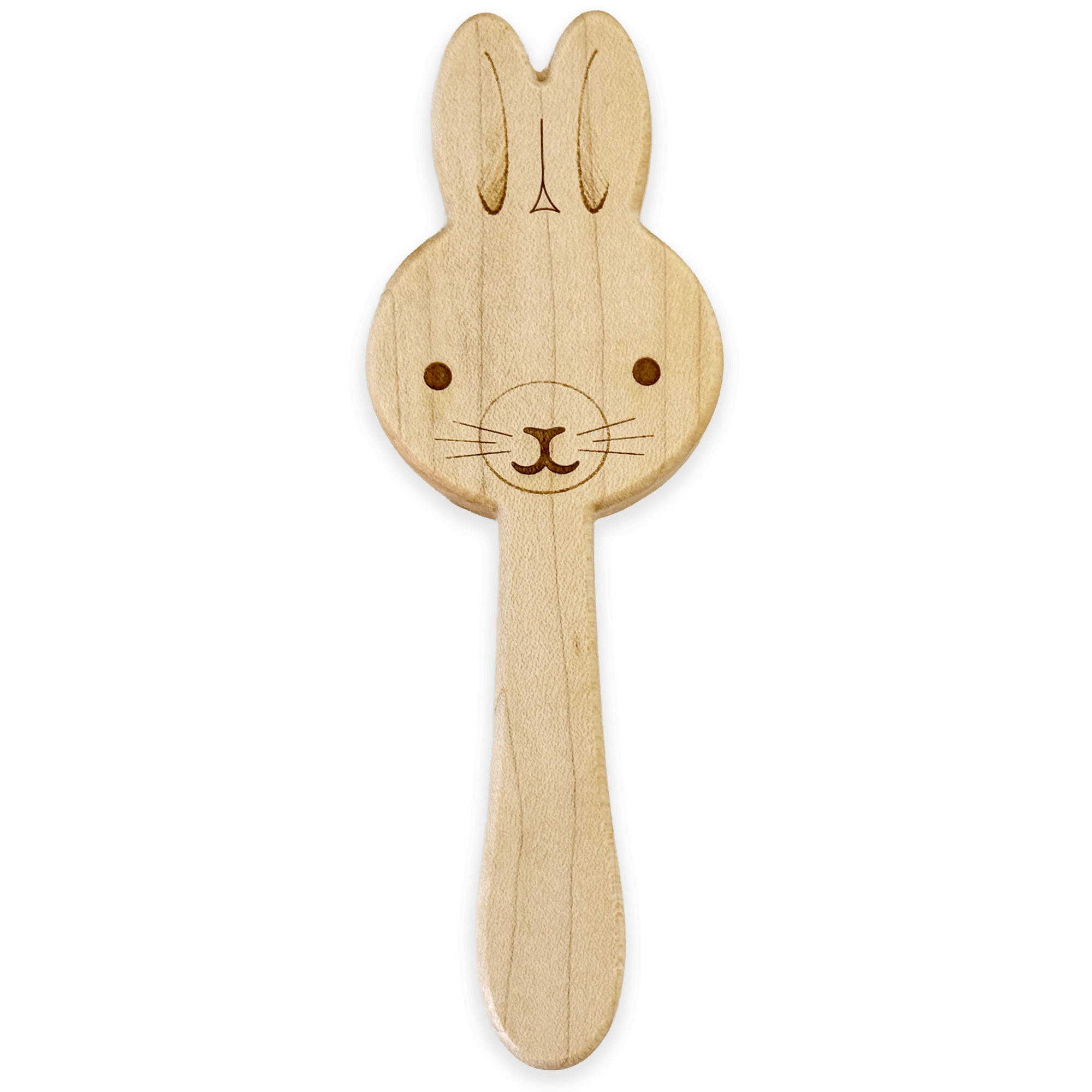 Solid Maple Wood Baby Rattle - Natural Bunny Teether Made in USA