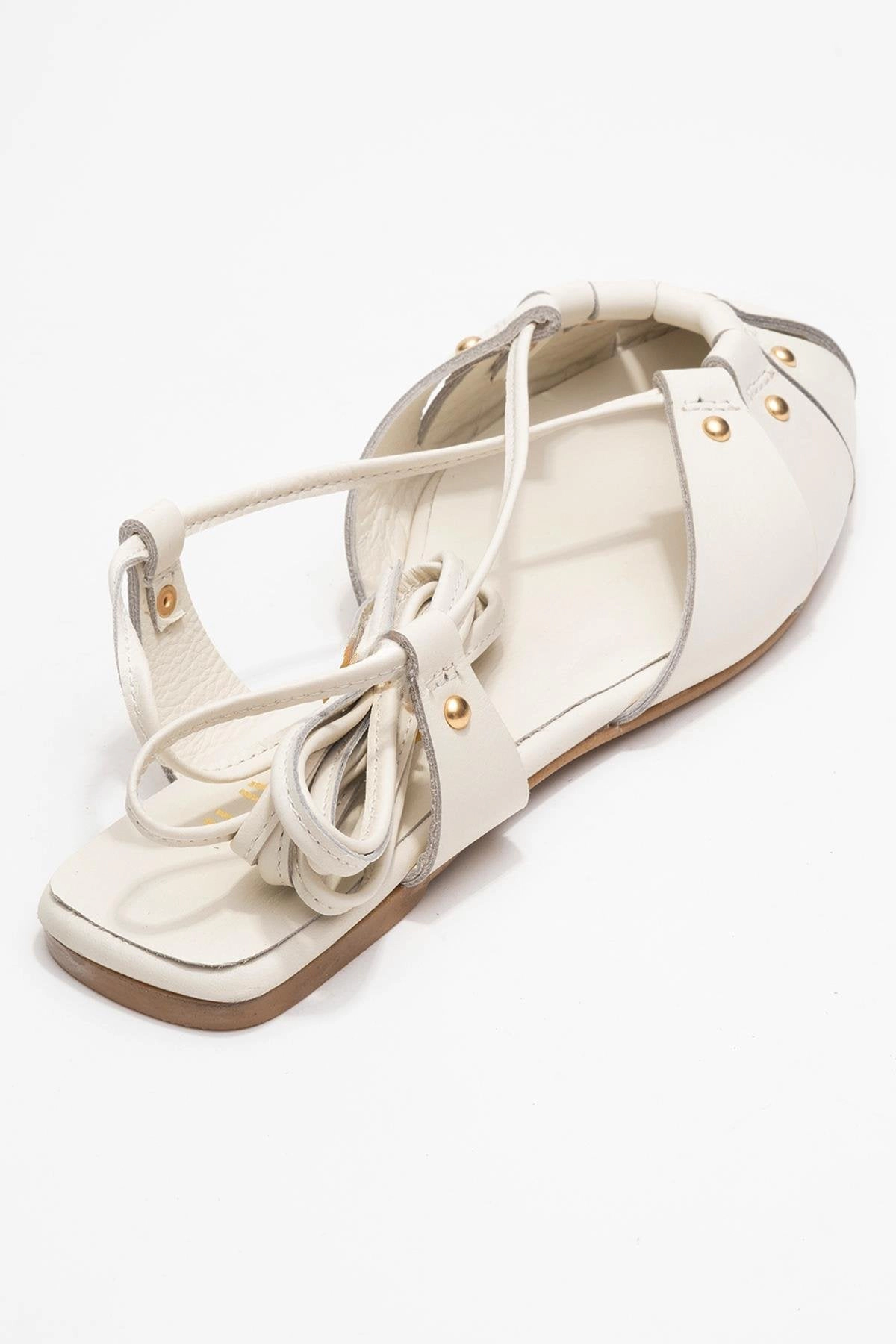 Forever & Always Womens Daria Leather Ankle Lace-Up Sandals