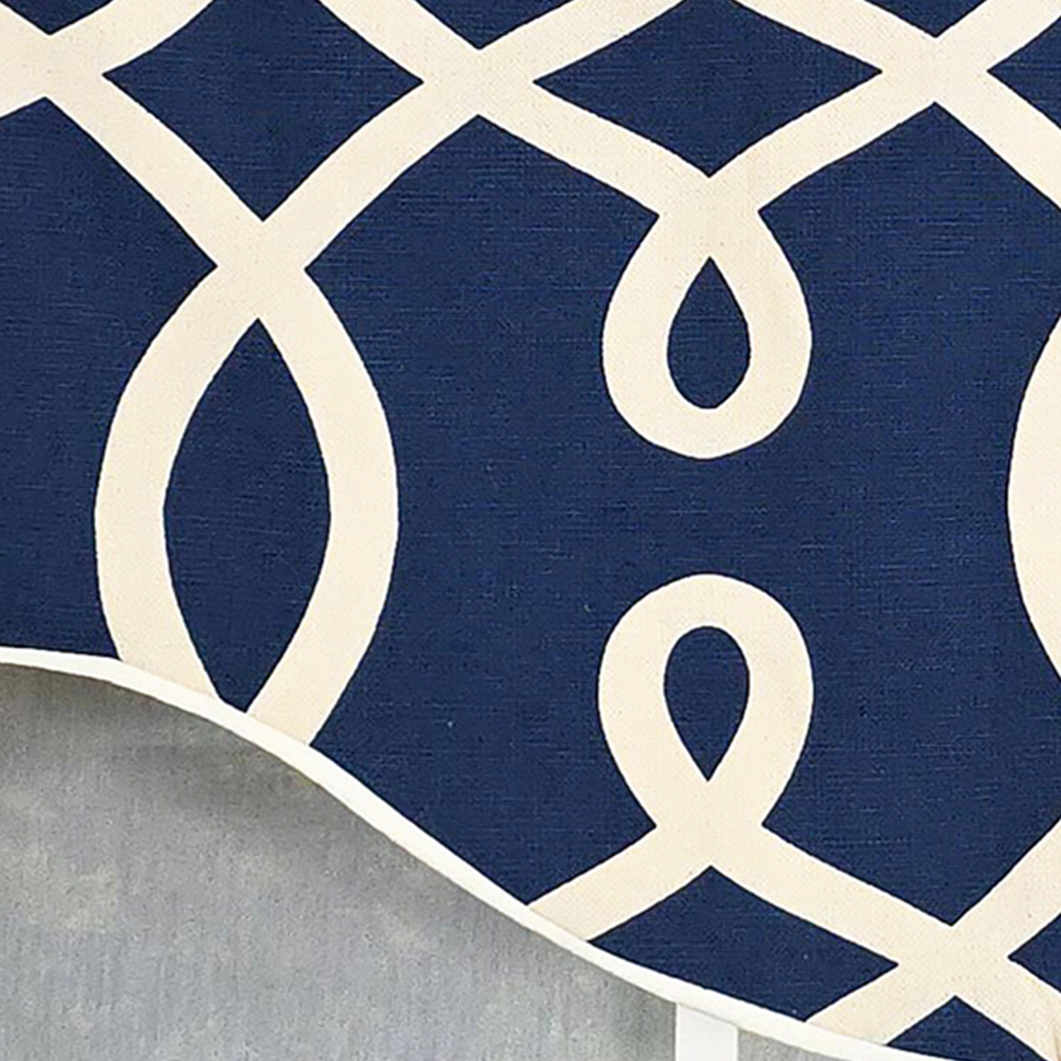 RLF Home Oblique Cornice 100% Cotton Rod Pocket Lined  Window Valance 50" x 17" Navy