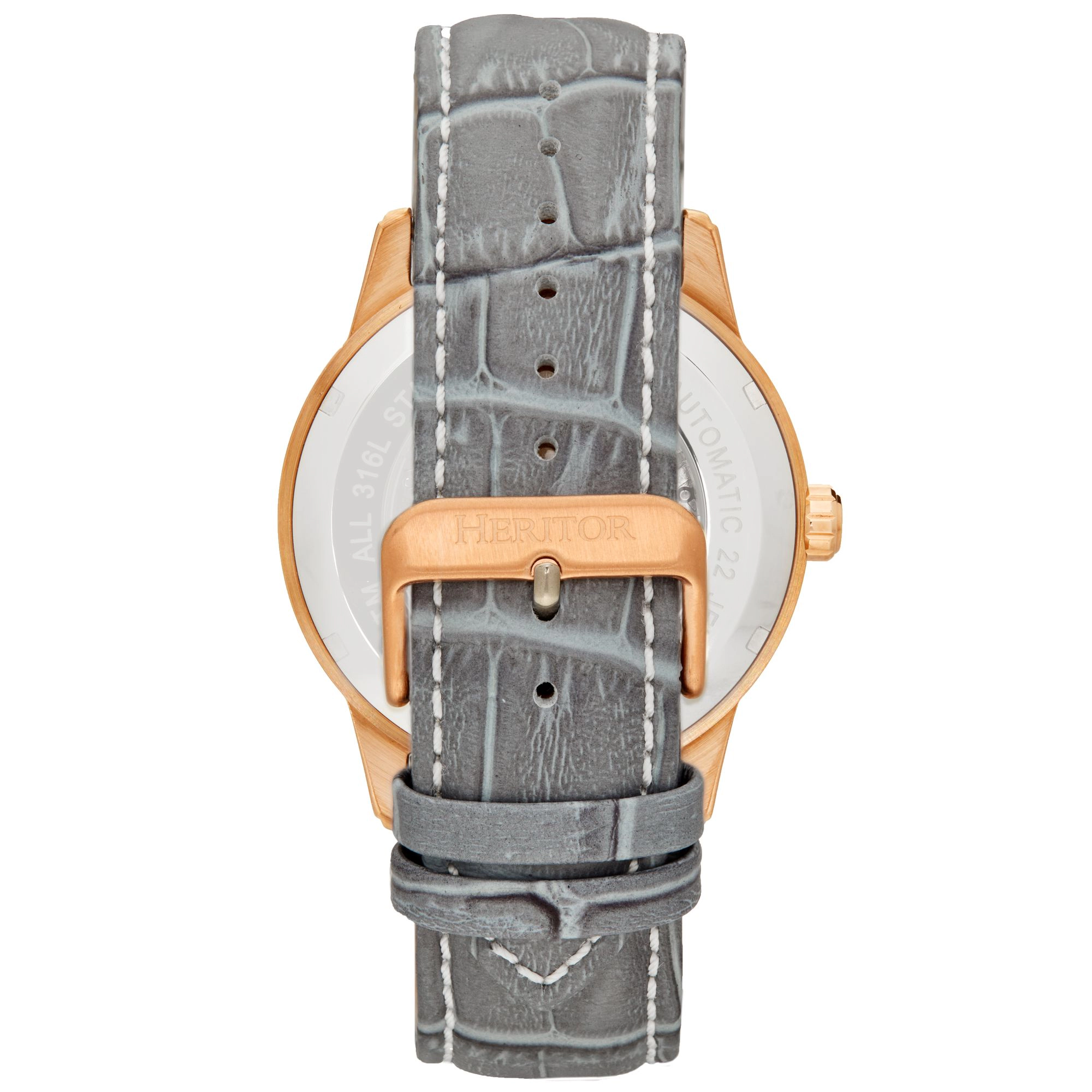 Heritor Automatic Davies Semi-Skeleton Leather-Band Watch