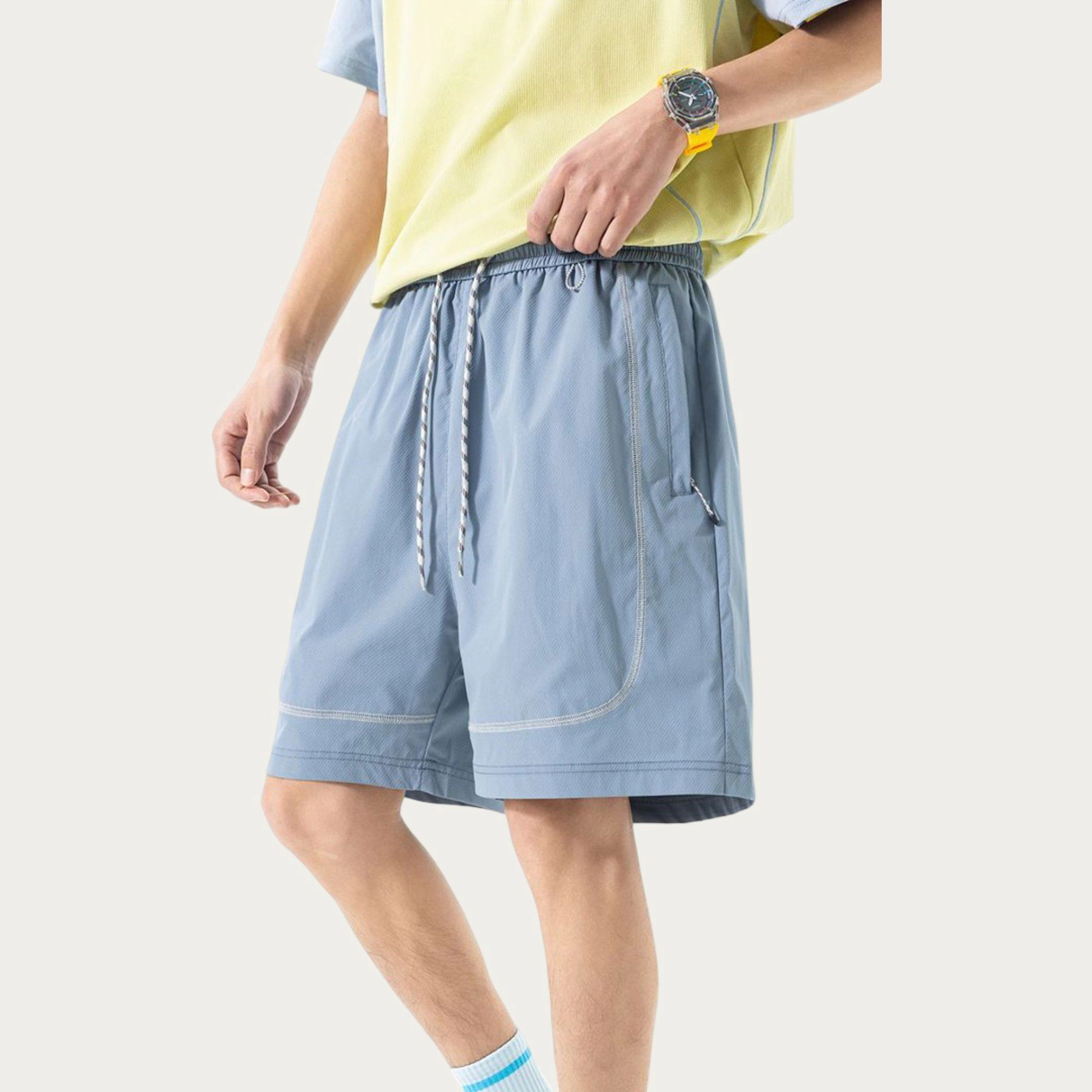 Anna-Kaci Men's Lightweight Athletic Shorts with Elastic Drawstring Waist and Relaxed Seam Design
