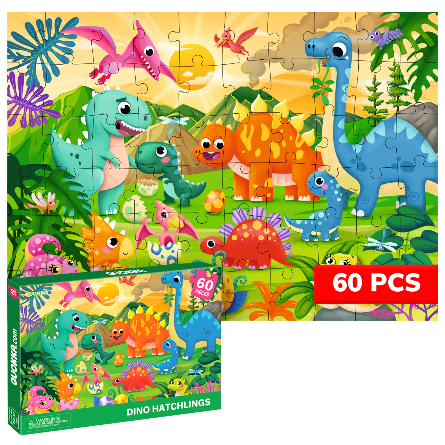 QUOKKA 60-Piece Jigsaw Puzzle for Kids - Illustrated Learning Puzzles with Animal and Fantasy Themes Ages 3+