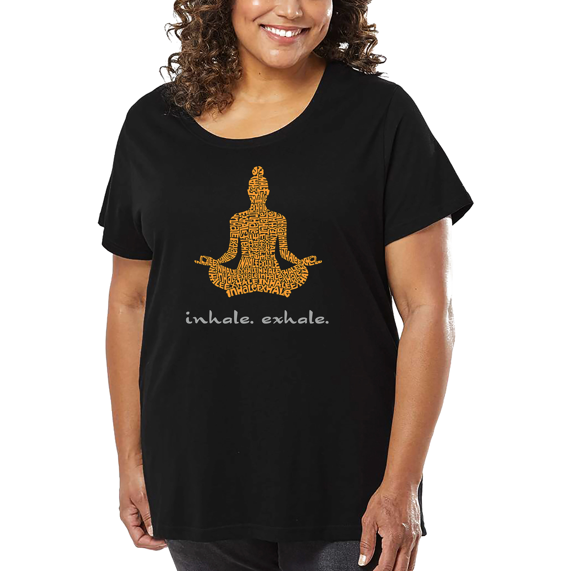 LA Pop Art Women's Plus Word T-Shirt - Inhale Exhale