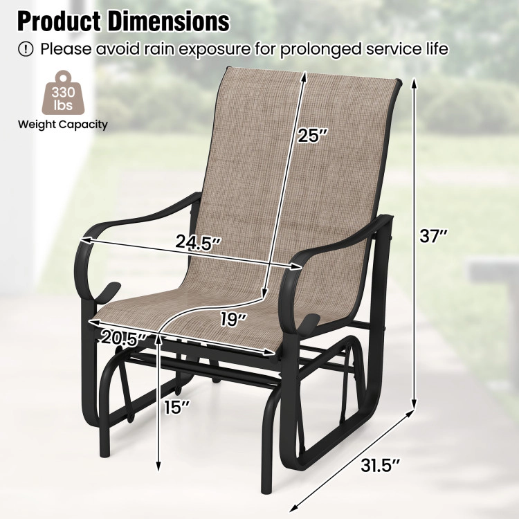 Hivvago Outdoor Glider Chairs Set Of 2 With High Backrest Breathable Mesh Fabric And Metal Frame