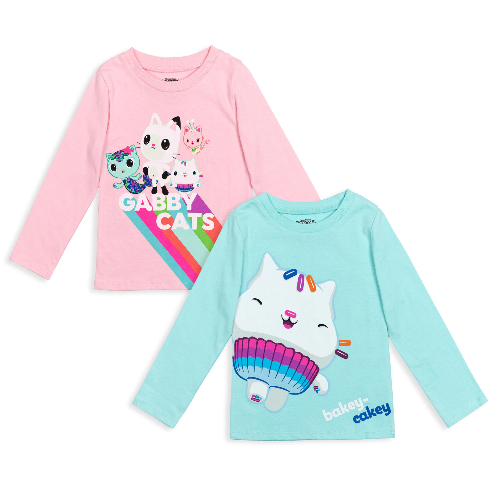 Dreamworks Gabby's Dollhouse Girls' 2-Pack Sensory Friendly Long Sleeve T-Shirts