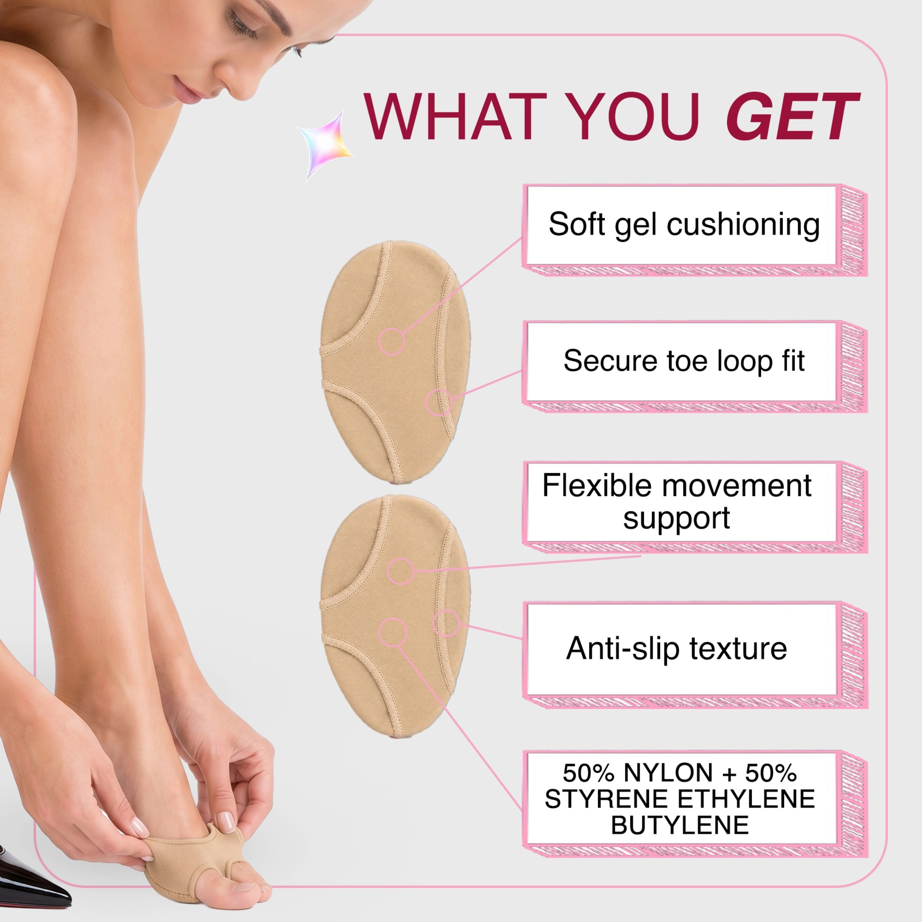 LECHERY Women's Metatarsal Toe Loop Cushions – Gel Ball of Foot Pads