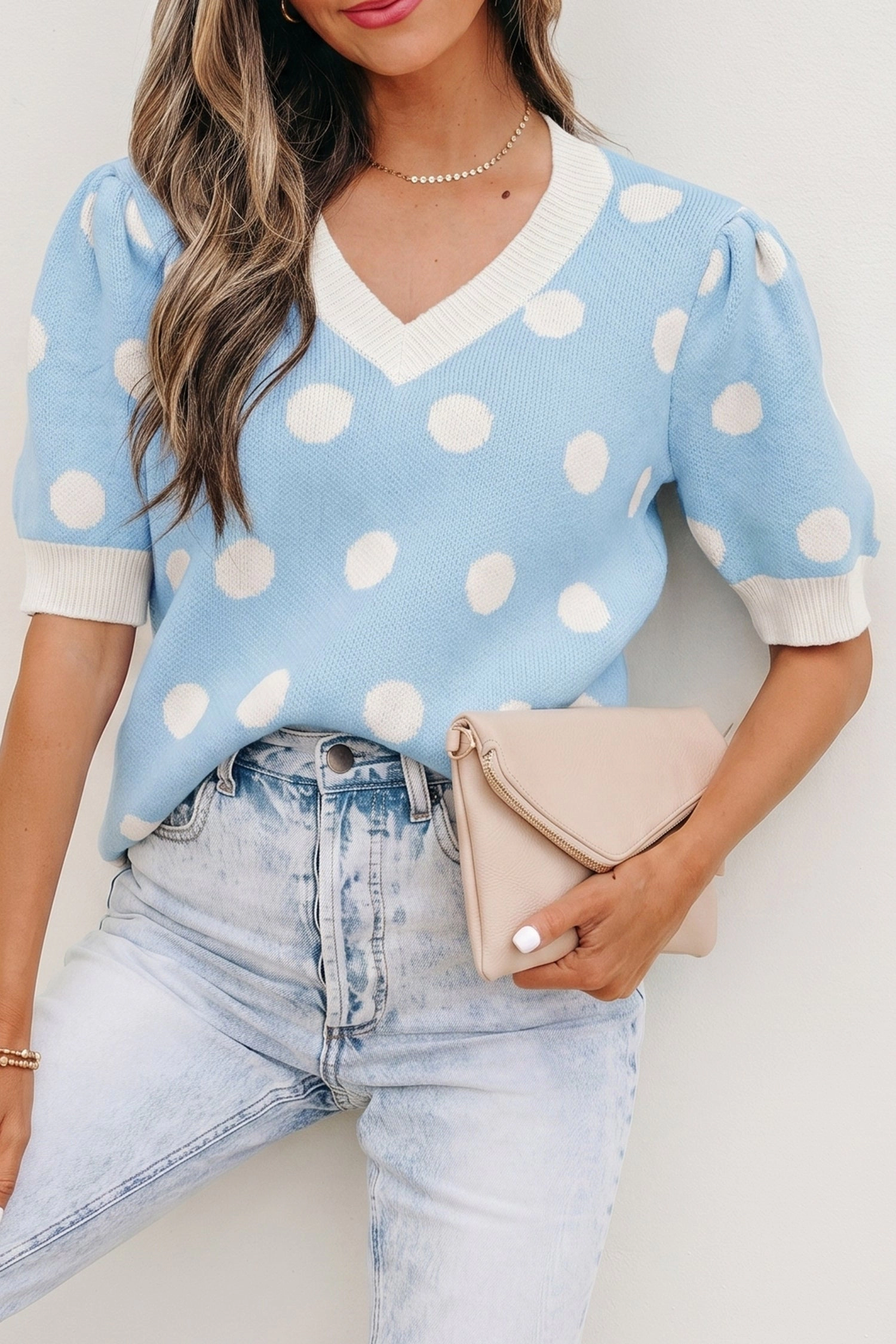 Threaded Pear Rivka Puff Short Sleeve Sweater