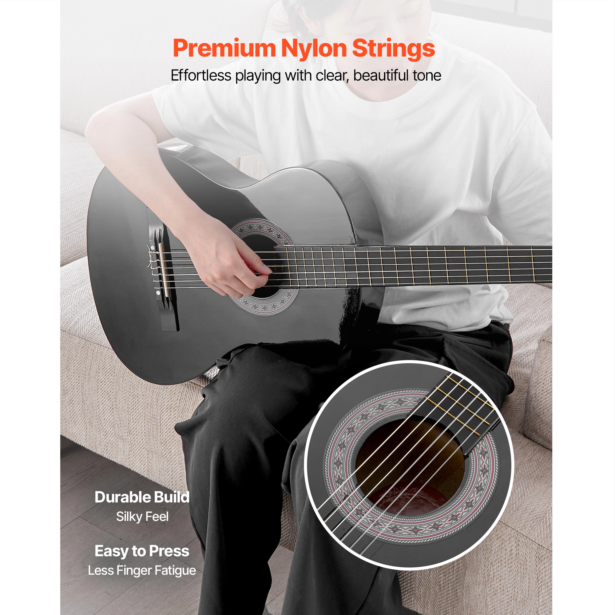 HONGGE Classical Guitar 38 Inch Wood Starter Kit for Beginners with Nylon Strings Gig Bag Strap Tuner