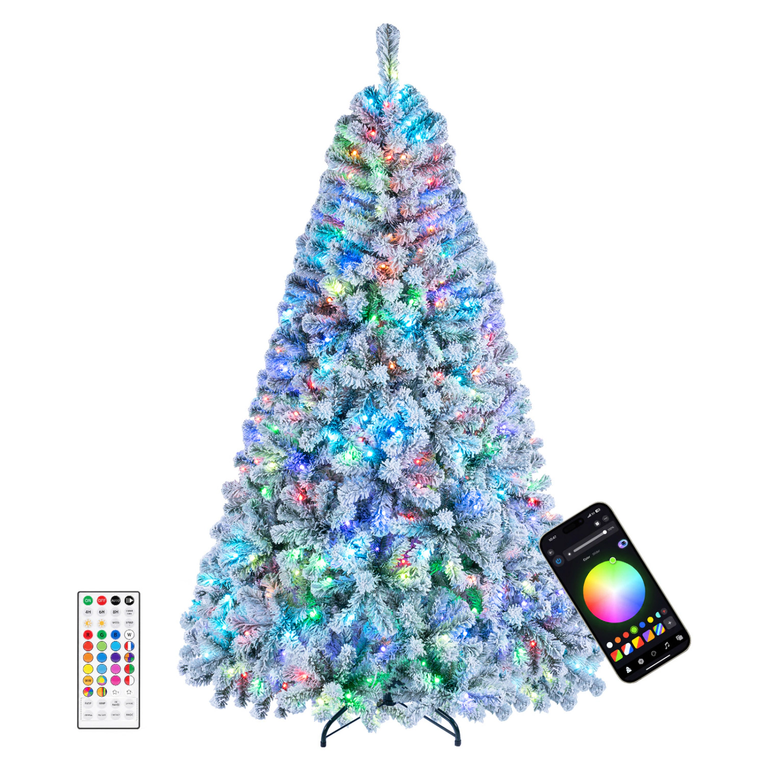 LJG 7.5/6 FT Smart Pencil Christmas Tree with APP Remote & RGB Lights and Music Sync-6FT