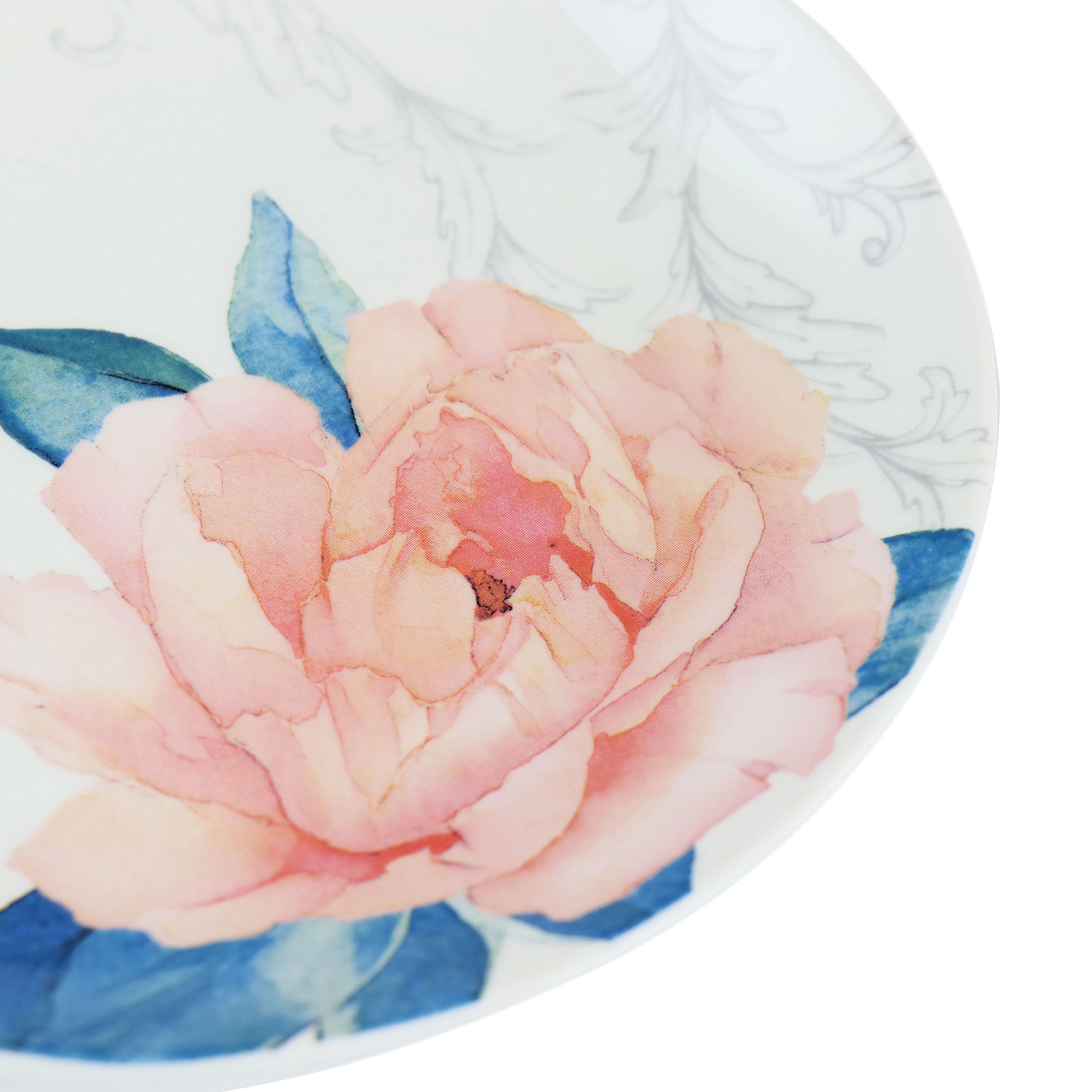 Martha Stewart 8 Inch Fine Ceramic 6 Piece Floral Decorated Dessert Plate Set