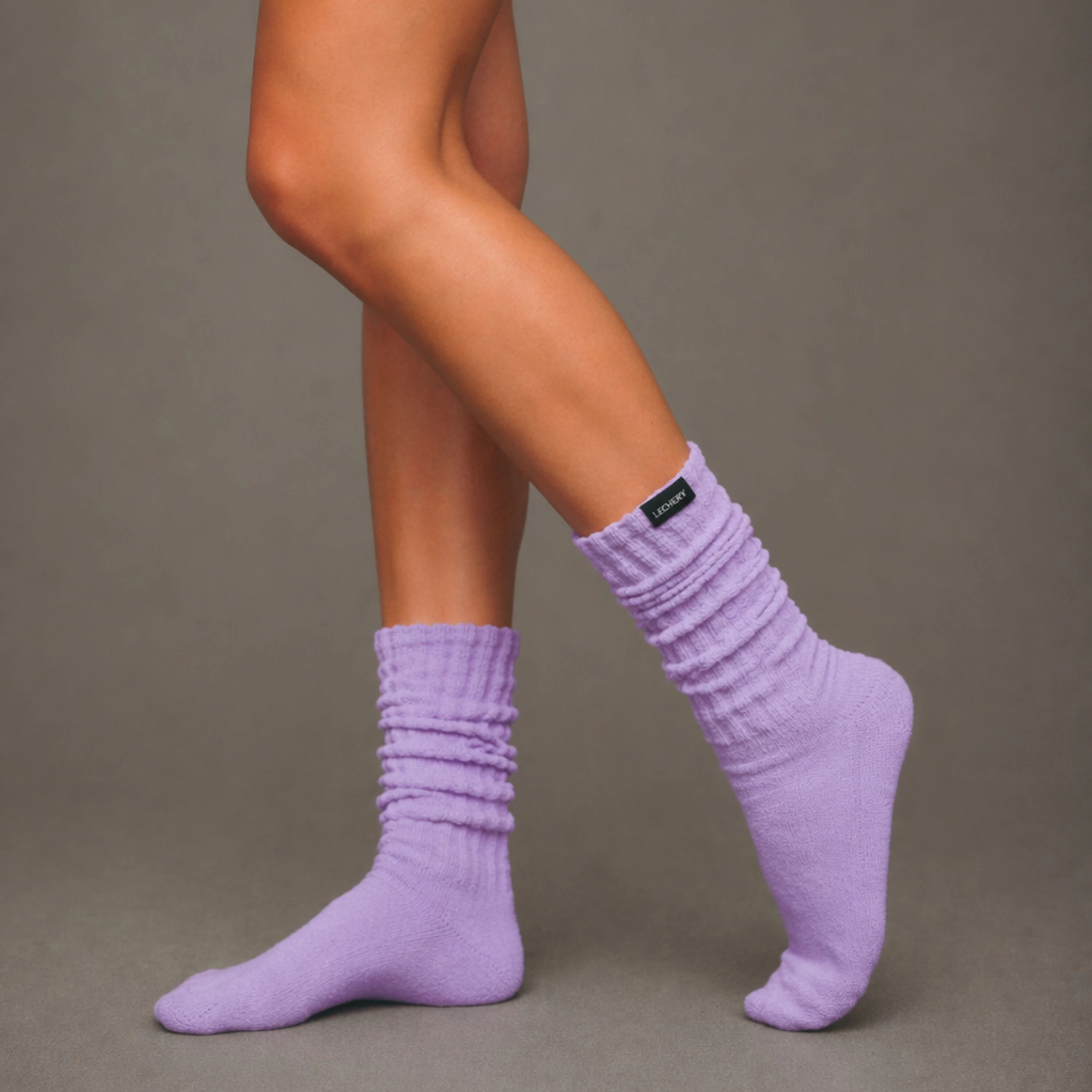 LECHERY Unisex Scrunch Socks Slouch Mid Calf Cotton Knit Retro Leg Warmer Style