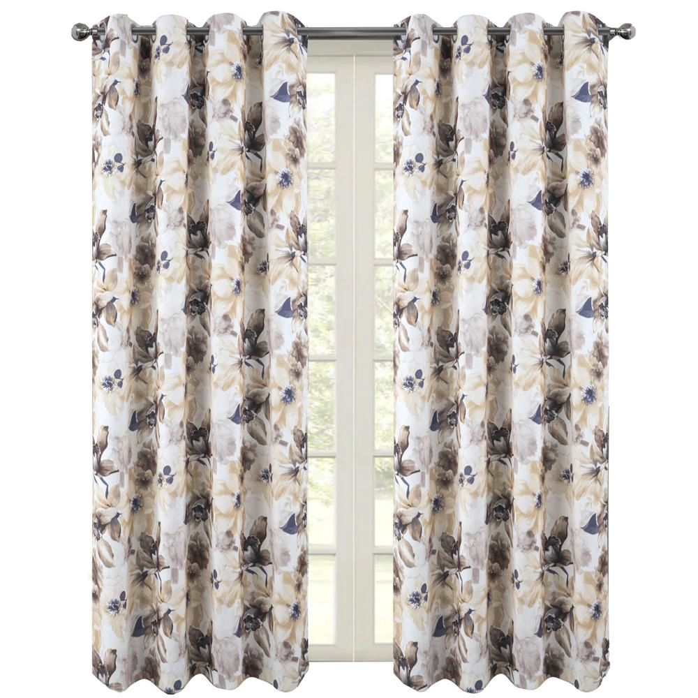 RT Designers Collection Eden Printed Blackout Grommet Window Curtain Panel 54" x 84" Taupe