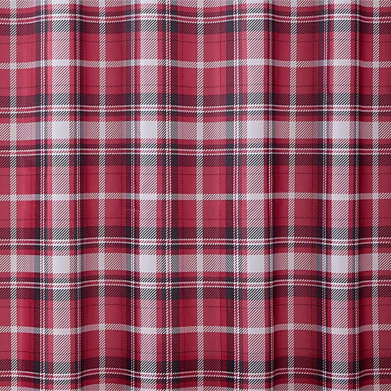 Kate Aurora Tis' The Season Holiday Christmas Plaid Fabric Shower Curtain With 12 Matching Hooks