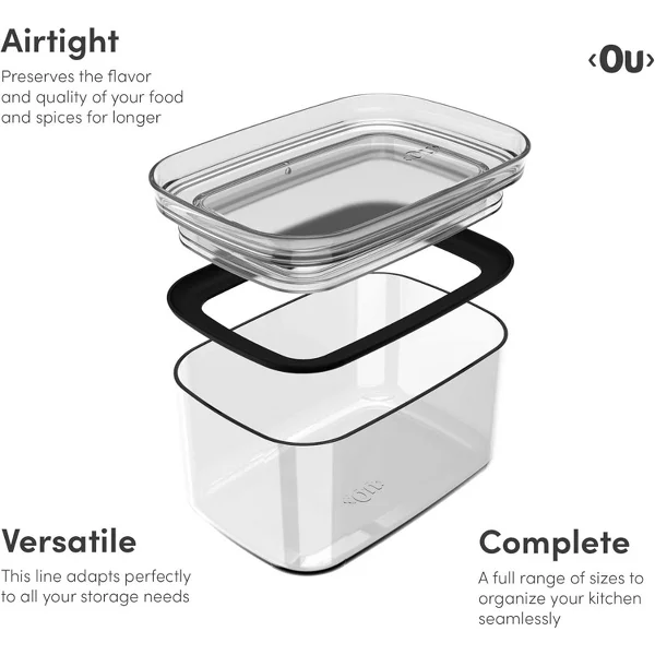 OU Airtight Food Storage Container 24pc, BPA Free Clear Plastic Containers w/ Leak Proof Lid, Stackable Pantry Organizer