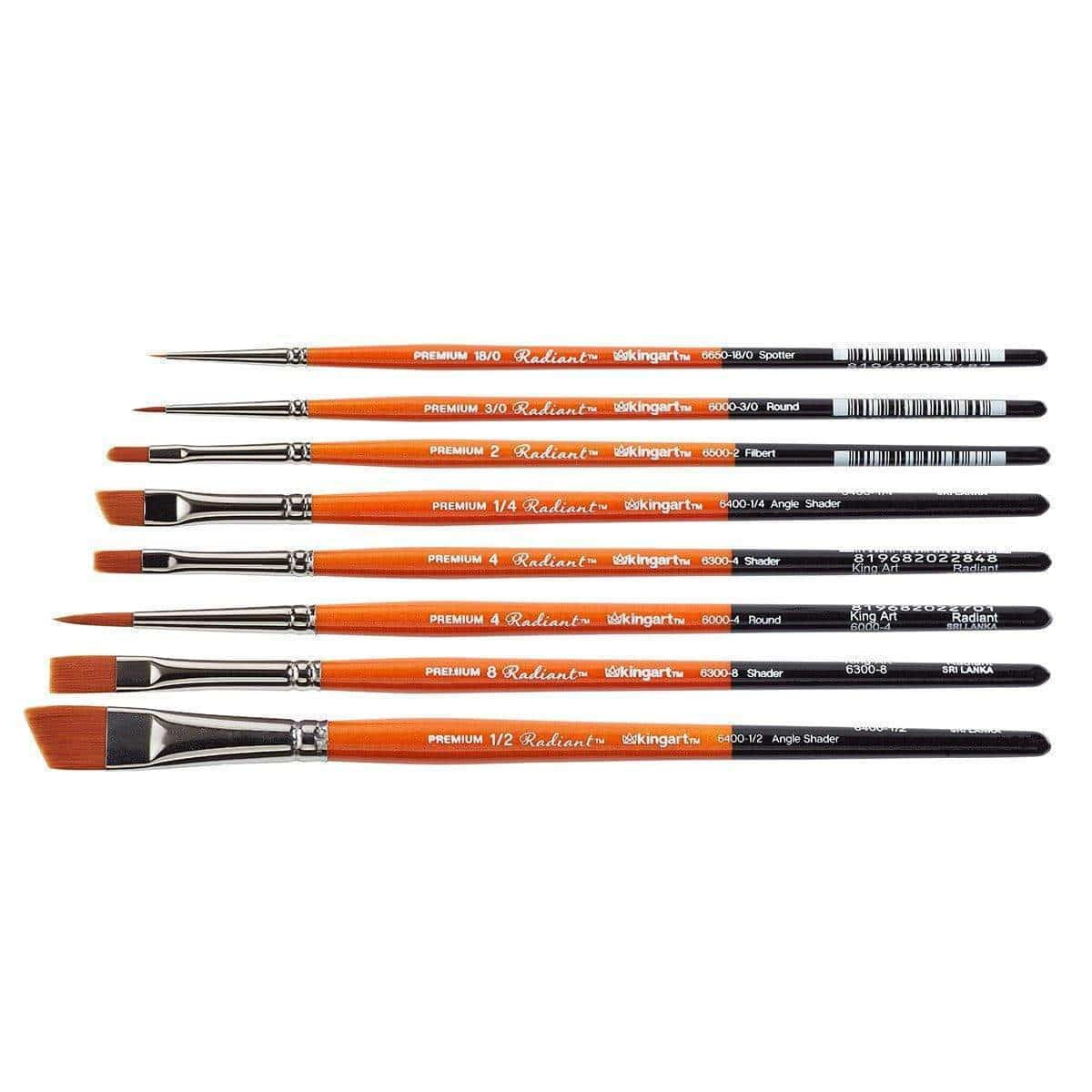 KINGART® Radiant™ Synthetic Taklon Brush Set - 8 Pc
